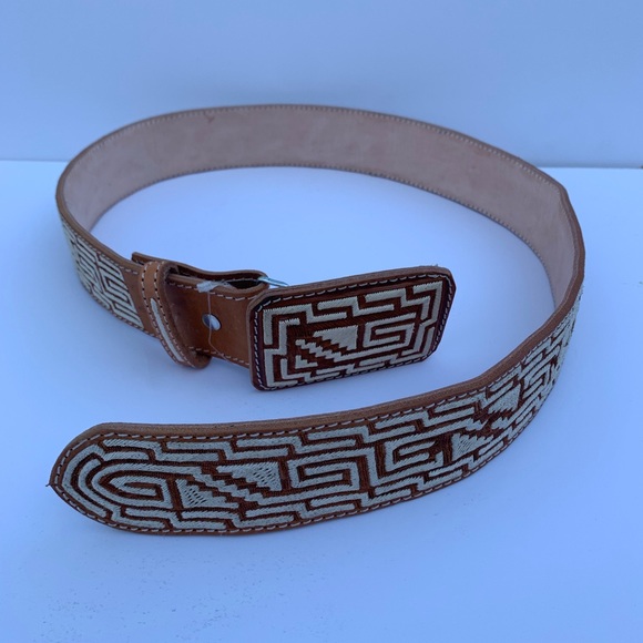 Charro Belt Cinto Piteado Fino 2” Azteca Design - Picture 4 of 6